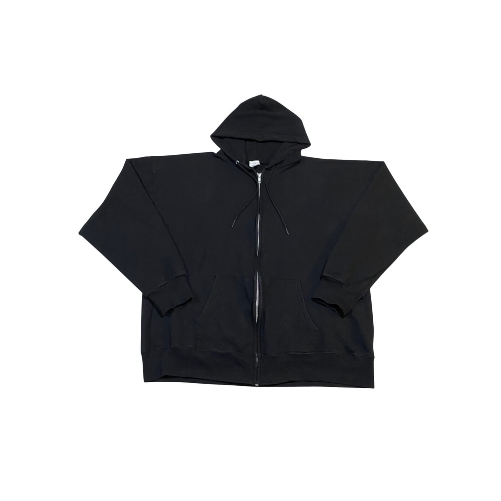 Hanes Ultimate Cotton Mens Black Full Zip Hoodie Heavyweight Fleece Large